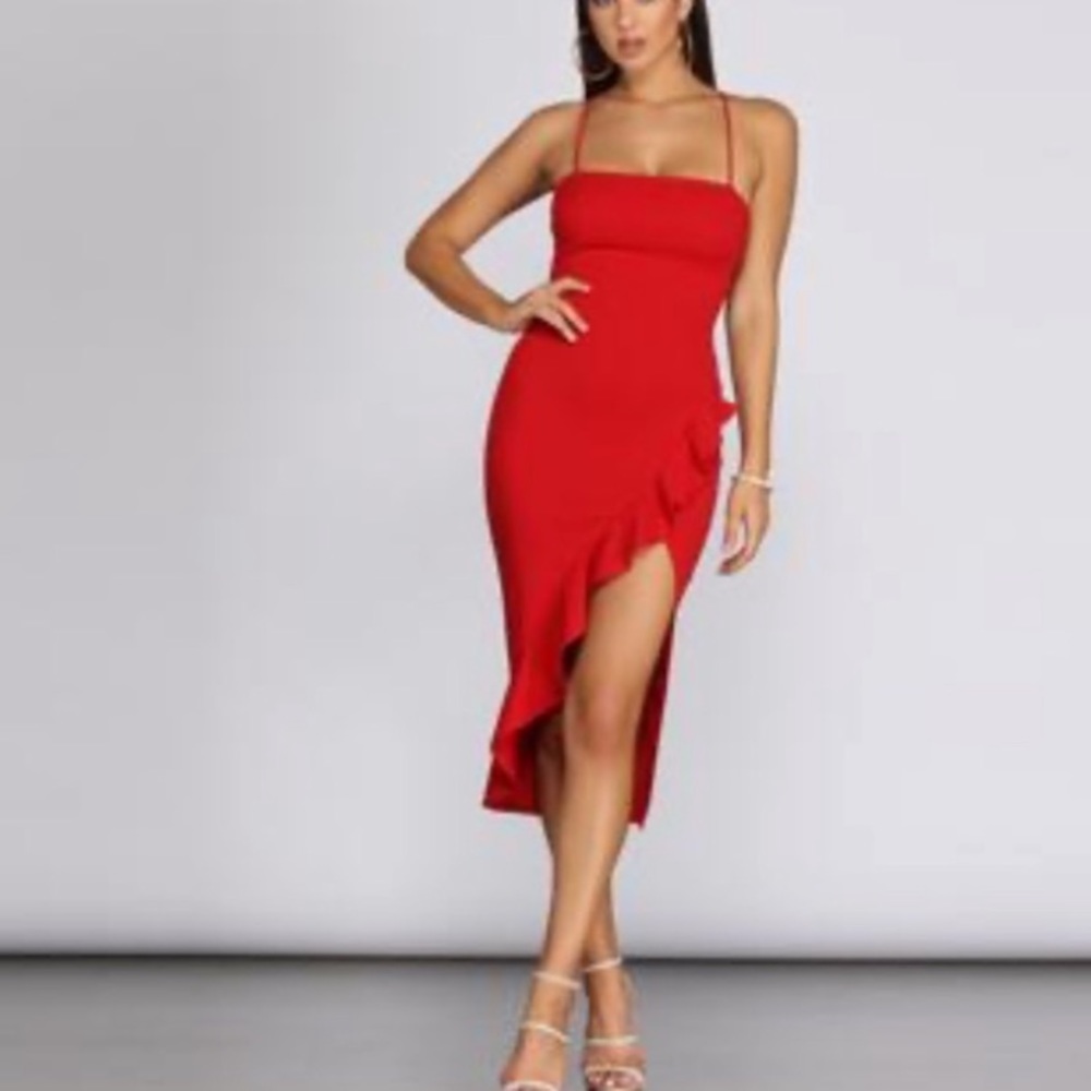 Windsor Ruffle Red Dress
